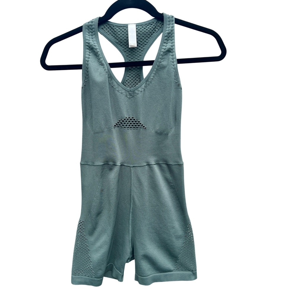 OFFLINE‎ by Aerie Seamless Romper Small Sage Green Athleisure Gorpcore Mesh